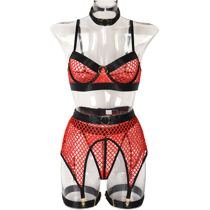 Large Mesh Stitching With Steel Ring Halter Classic Underwear
