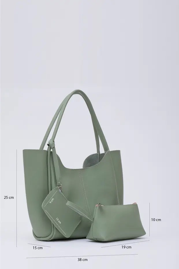 Mint Green Faux Leather Hand And Shoulder Bag