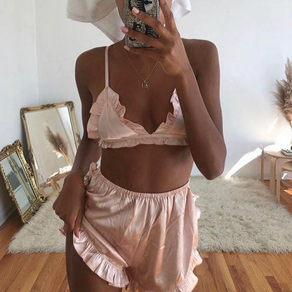 Silk Silk Sexy Suspender Underwear Shorts Suit Home Service
