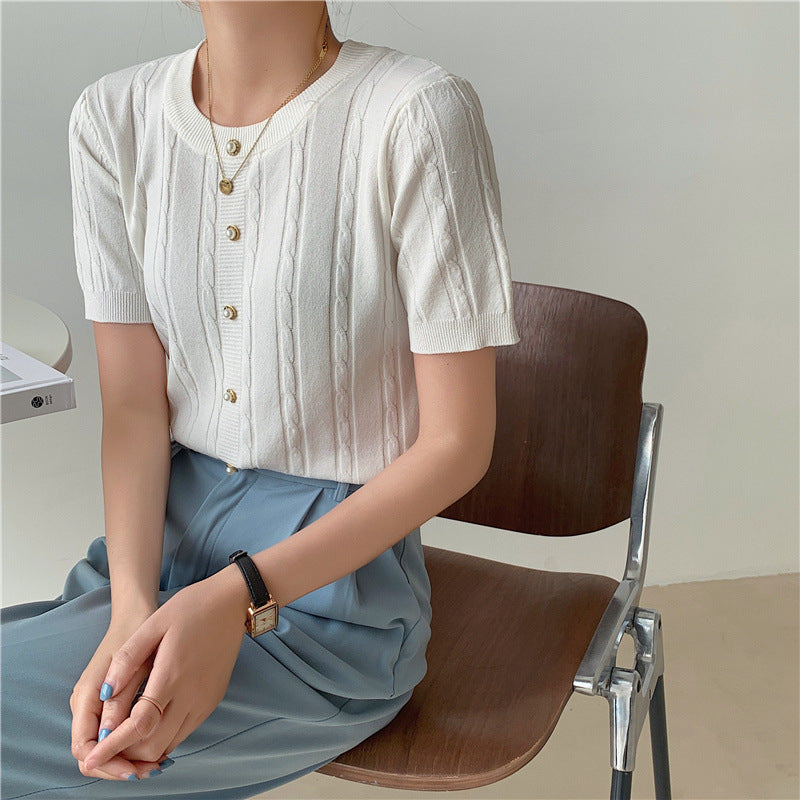 Slim-fit Base Ice Silk Short-sleeved T-shirt Pin Top