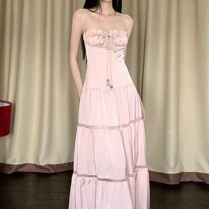 Island-Resort Style Strapless Slip Dress With Ties