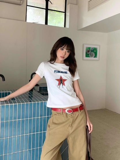 XINGX Printed Short-sleeved T-shirt Women's Short Top
