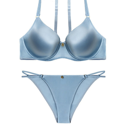 Glossy Satin High-end Underwear Suit Push Up Sexy