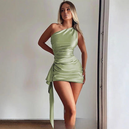 Sexy Off-the-shoulder Form-fitting Waist-cinching Sleeveless Dress