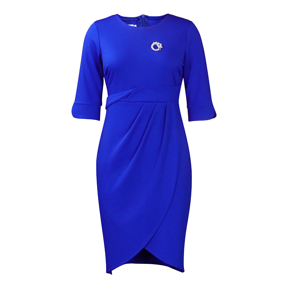 Elegant Sophisticated Pleated Dress In European And American Styles