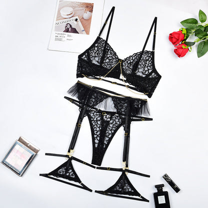 Women's Chain Underwear Suit With Steel Ring