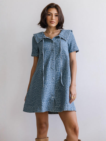 Casual Leopard-Print Slimming Denim Dress