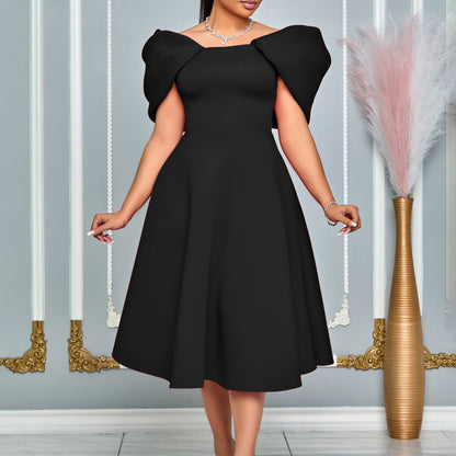 Womens Solid-Color Casual Chic Dress