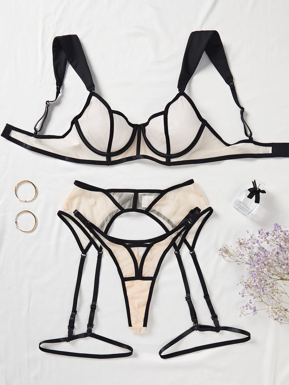 Four-piece Set Sexy And Comfortable See-through Mesh Underwear Suit