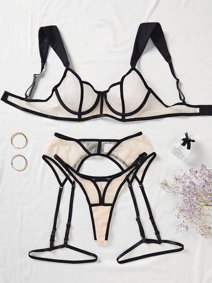 Four-piece Set Sexy And Comfortable See-through Mesh Underwear Suit