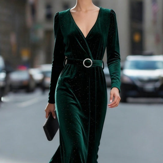 Women's Elegant French Sequin Velvet Dress