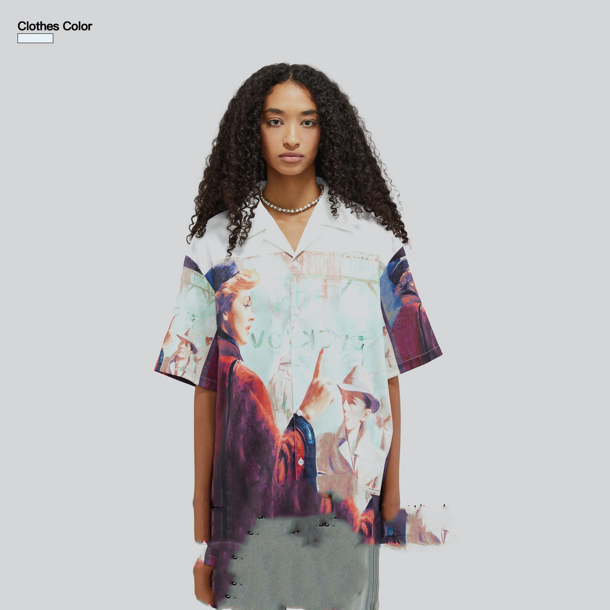 Digital Printing Short Sleeve Loose Casual Shirt