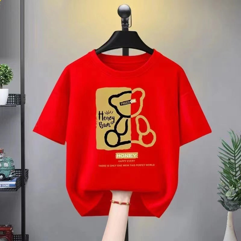 Bear Cotton Short Sleeve Loose Casual