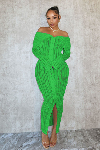 Stylish And Elegant Off-shoulder Long-sleeve Dress