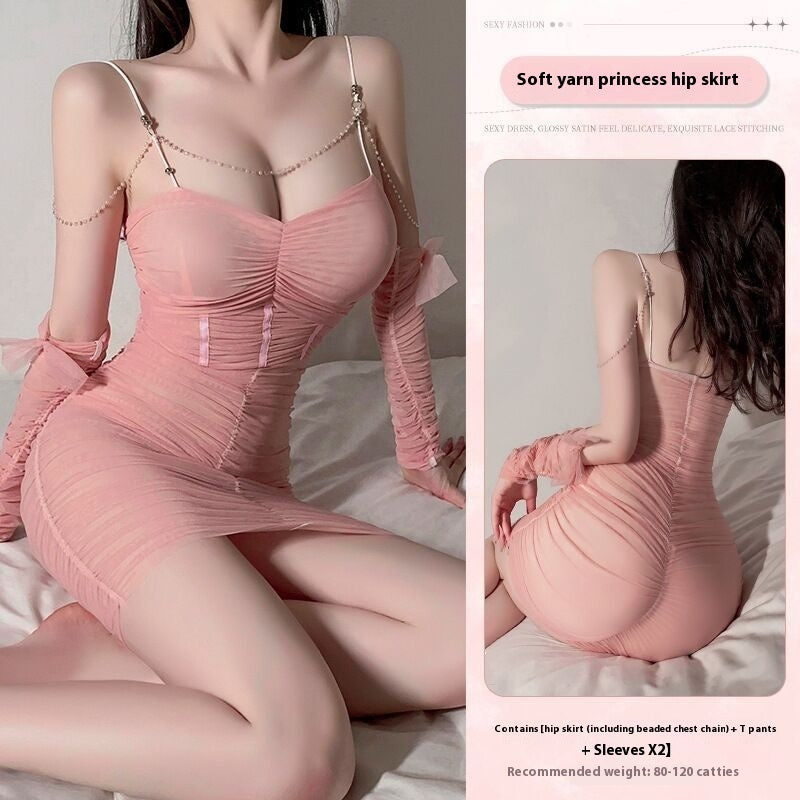 Underwear With Chest Pad Gathered Tight Suspender Skirt