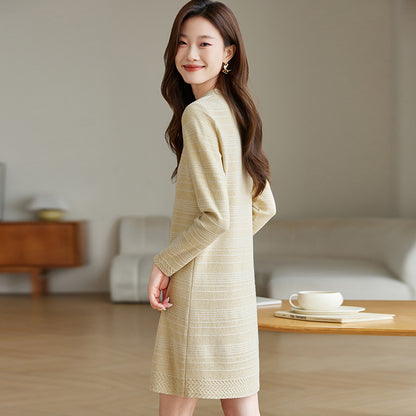 Chanel-style Long-sleeve Knit Dress For Women