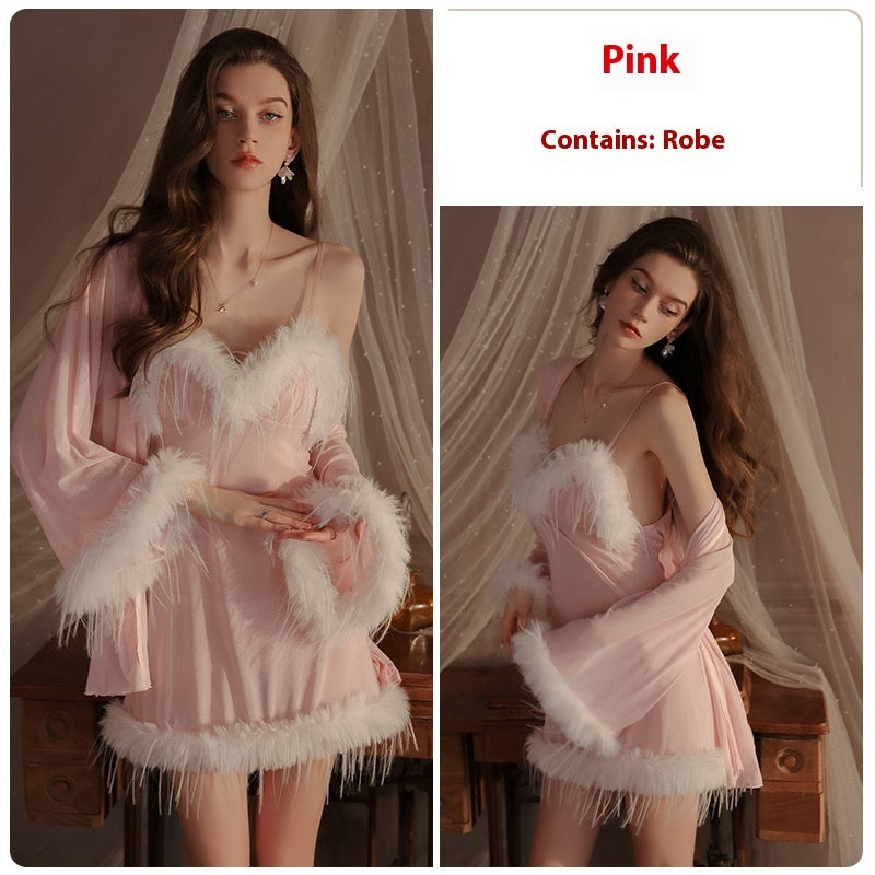 Summer Women's Sexy Underwear Pure Desire See-through Light Yarn Seduction Braces Nightdress