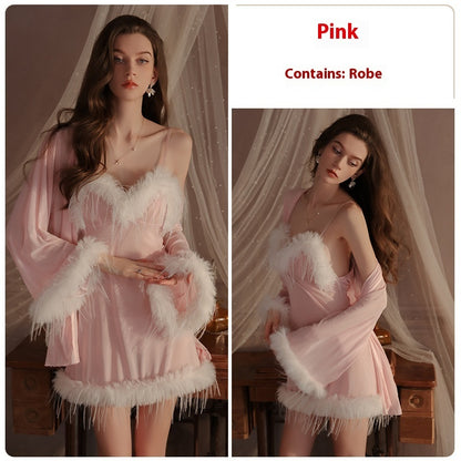 Summer Women's Sexy Underwear Pure Desire See-through Light Yarn Seduction Braces Nightdress