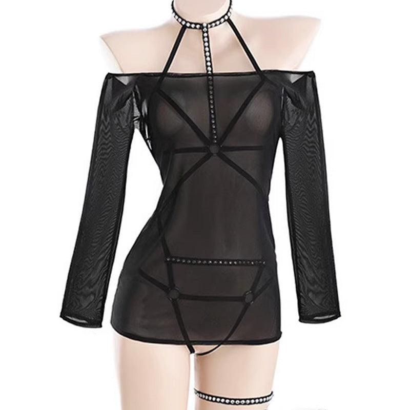 Pure Desire Wind Strap One-piece Nightdress Underwear Suit