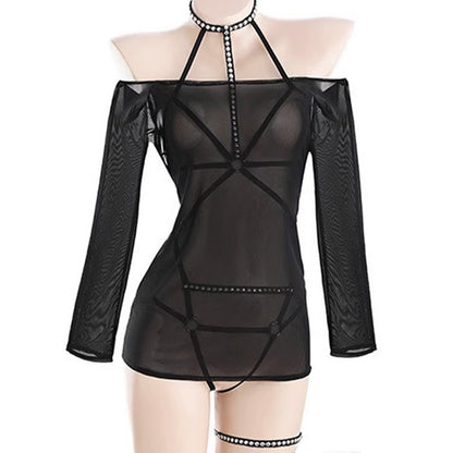 Pure Desire Wind Strap One-piece Nightdress Underwear Suit