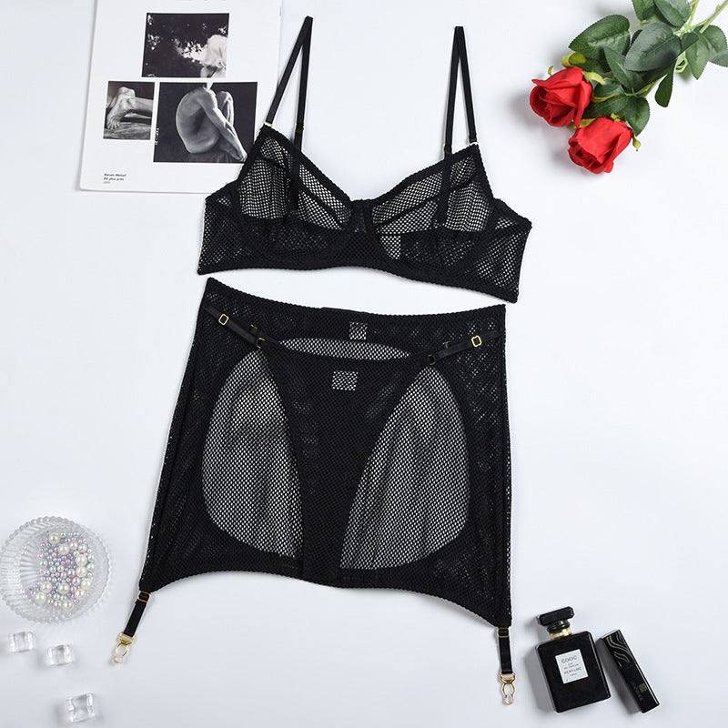Mesh Comfort Corset Home Slim Underwear Three Piece Set