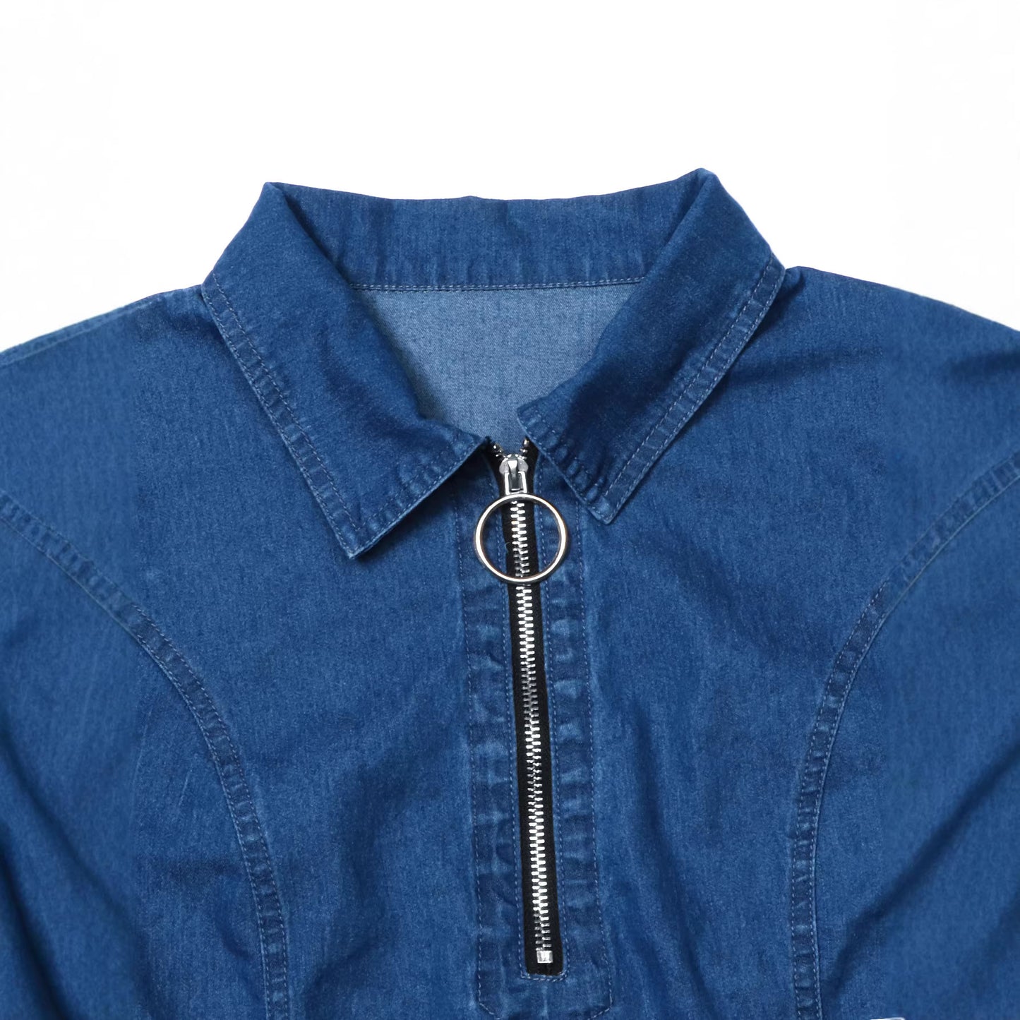 Womens Denim Dress With A Notch Lapel