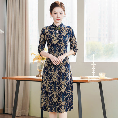 Moms SpringSummer Chinese-style Qipao Dress