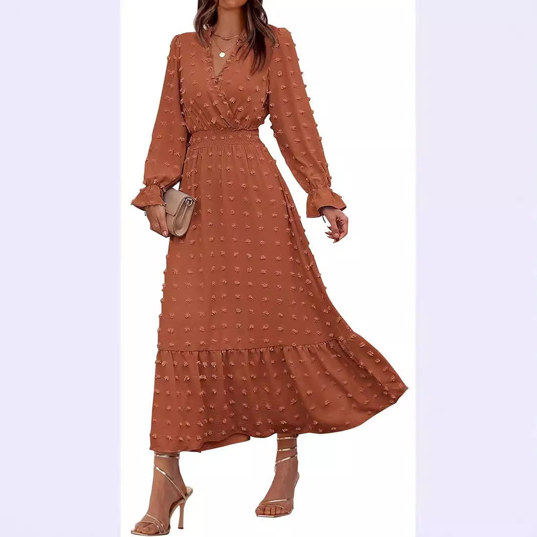 Elegant Cross-Border Fit-and-Flare Jacquard Dress