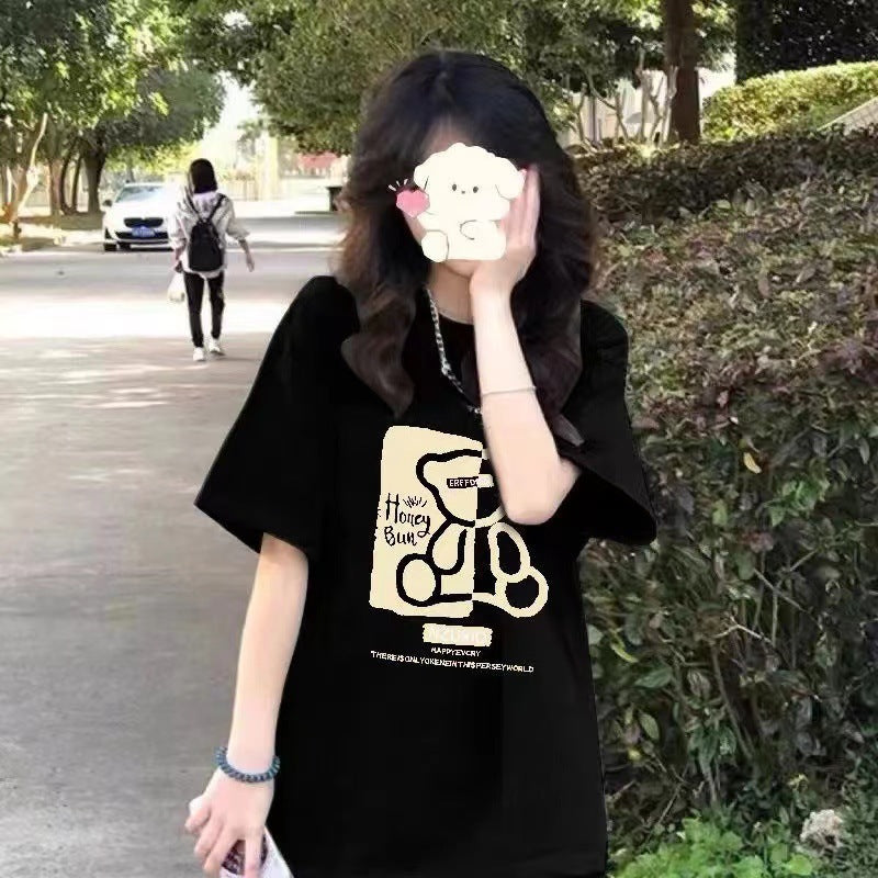 Bear Cotton Short Sleeve Loose Casual