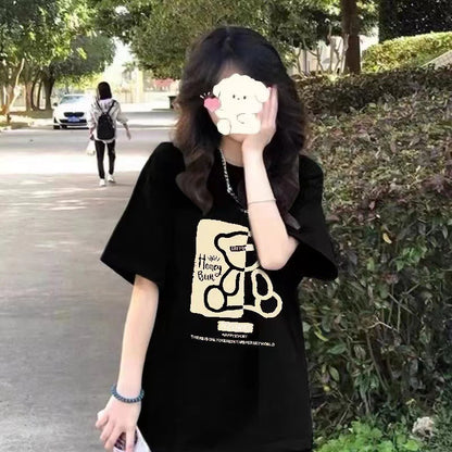 Bear Cotton Short Sleeve Loose Casual
