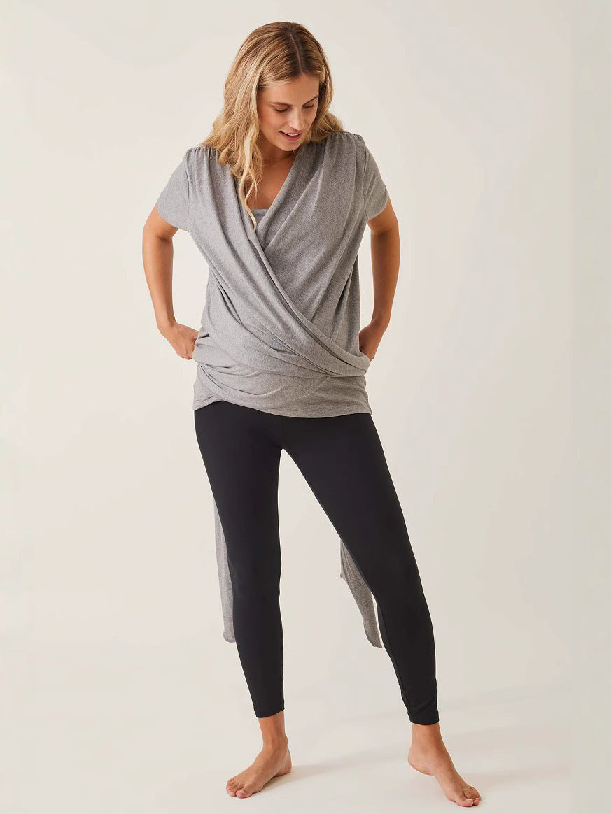 European And American Summer Maternal And Child DDMOMMY Short Sleeve Postpartum Nursing Top
