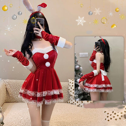 Christmas Ball Shirt Underwear Bunny Girl Red