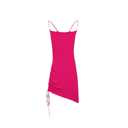 Womens Ruched Irregular Party Sexy Bodycon Dress