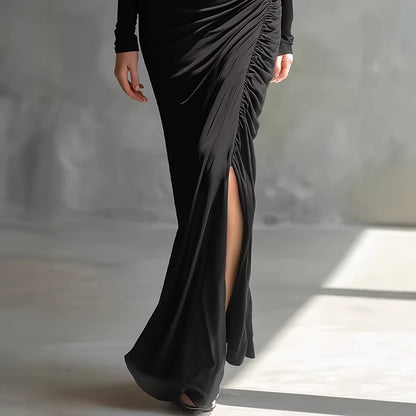 Elegant Wrap Dress With A Boat Neckline And A Fitted Waist
