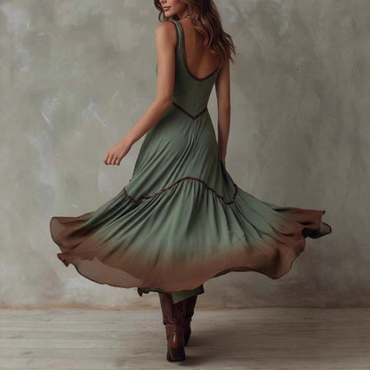 Bohemian Tie-Dye Ruffle Midi Skirt For Cross-Border Independent Sites In Europe And The US