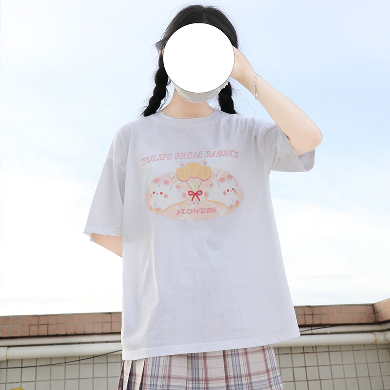 Top Japanese Cute Cotton T-shirt Student Girlfriend Outfit