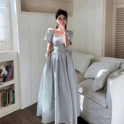 Womens Long Hollowed-Out Patchwork Knitted Dress