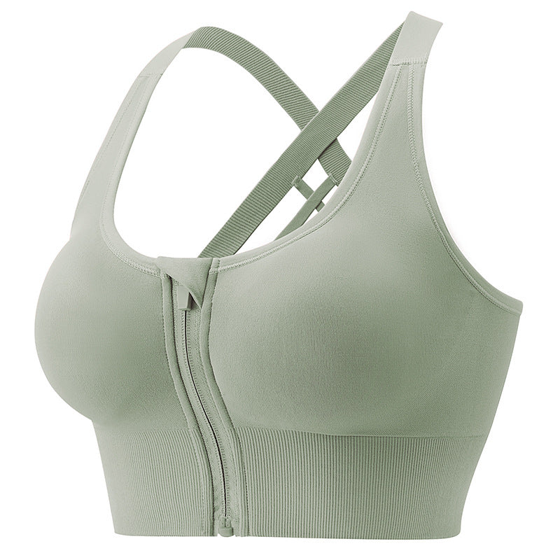 Workout Clothes Sports Running Underwear Bra Female Front Zipper Big Chest Beautiful Vest