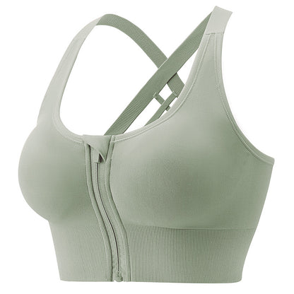 Workout Clothes Sports Running Underwear Bra Female Front Zipper Big Chest Beautiful Vest