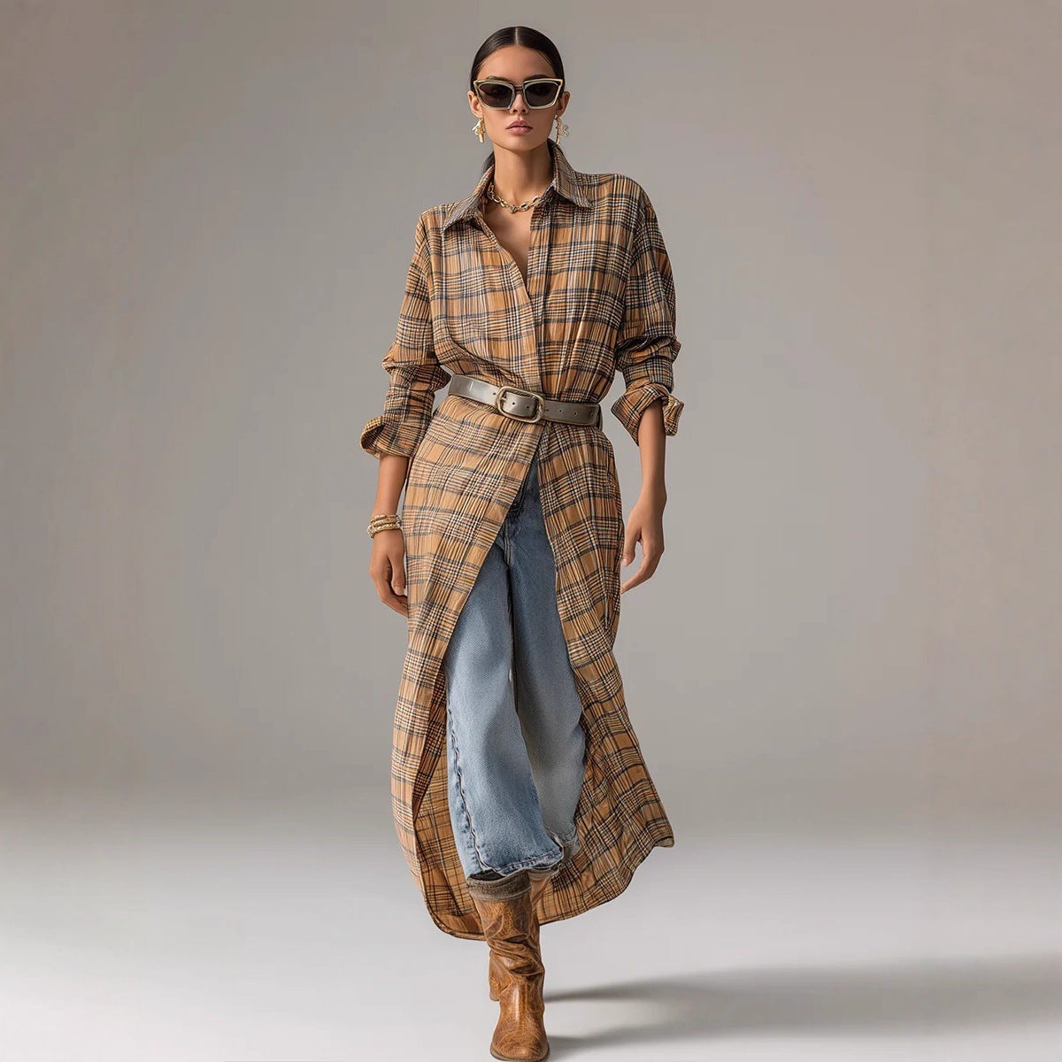 Slim-fit Long-sleeve Western Cowboy-style Dress Shirt