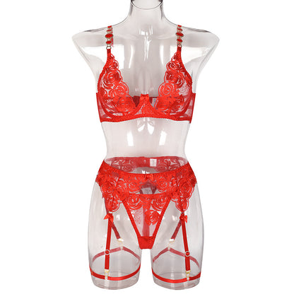 European And American Style Embroidered Bra Vintage Gem Sexy Push-up Underwear