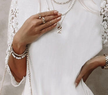 Lace Panel Slimming Mid Length Dress