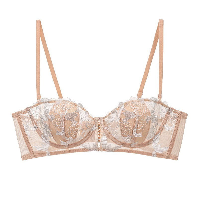 French Lace Flower Embroidered Underwear Soft Steel Ring