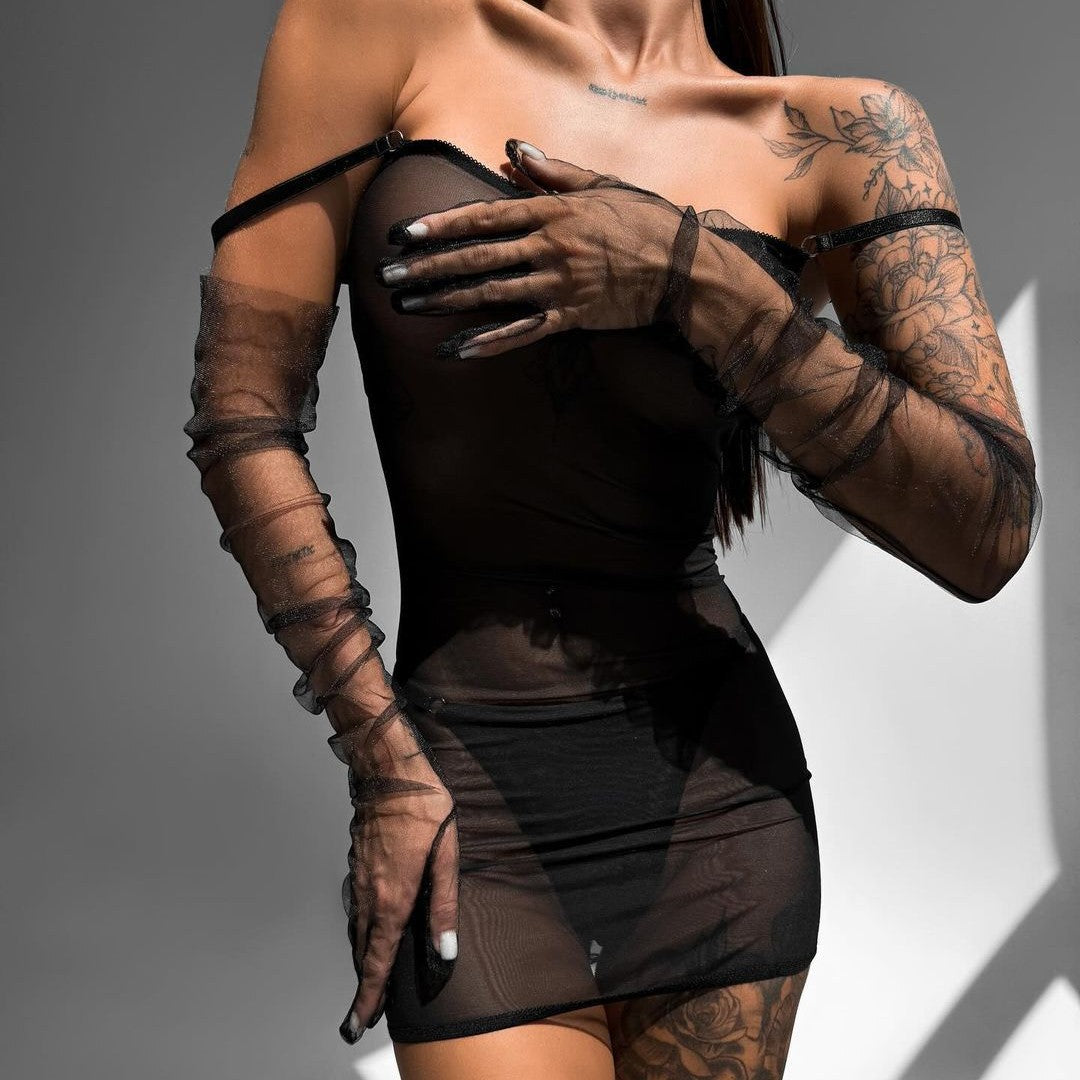 Women's Fashion Mesh Bow Suspenders Underwear Suit