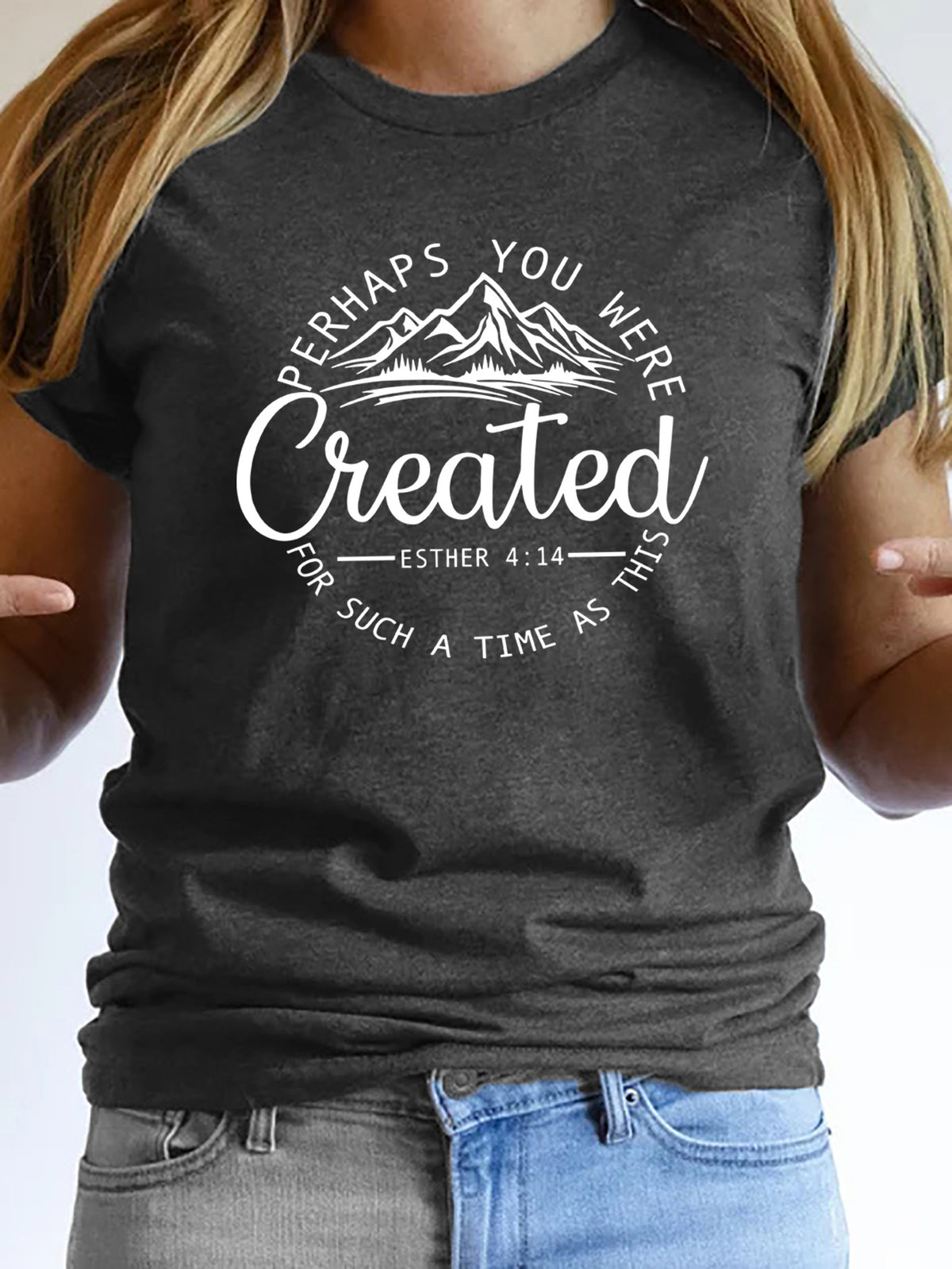 Women's Casual Round Neck Slogan Printed Short Sleeve