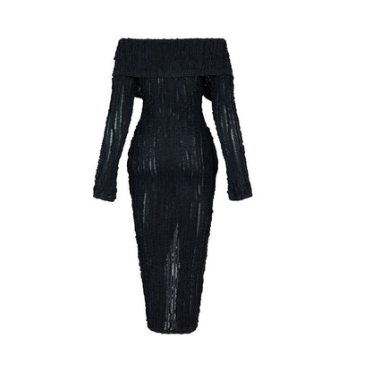 Stylish And Elegant Off-shoulder Long-sleeve Dress