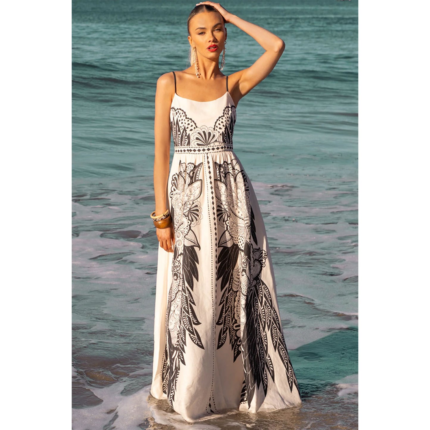 Printed Large Swing Fashionable Sweet Camisole Dress