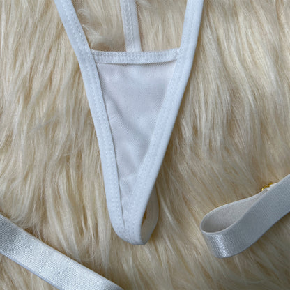Women's Embroidered Garter Mesh Underwear