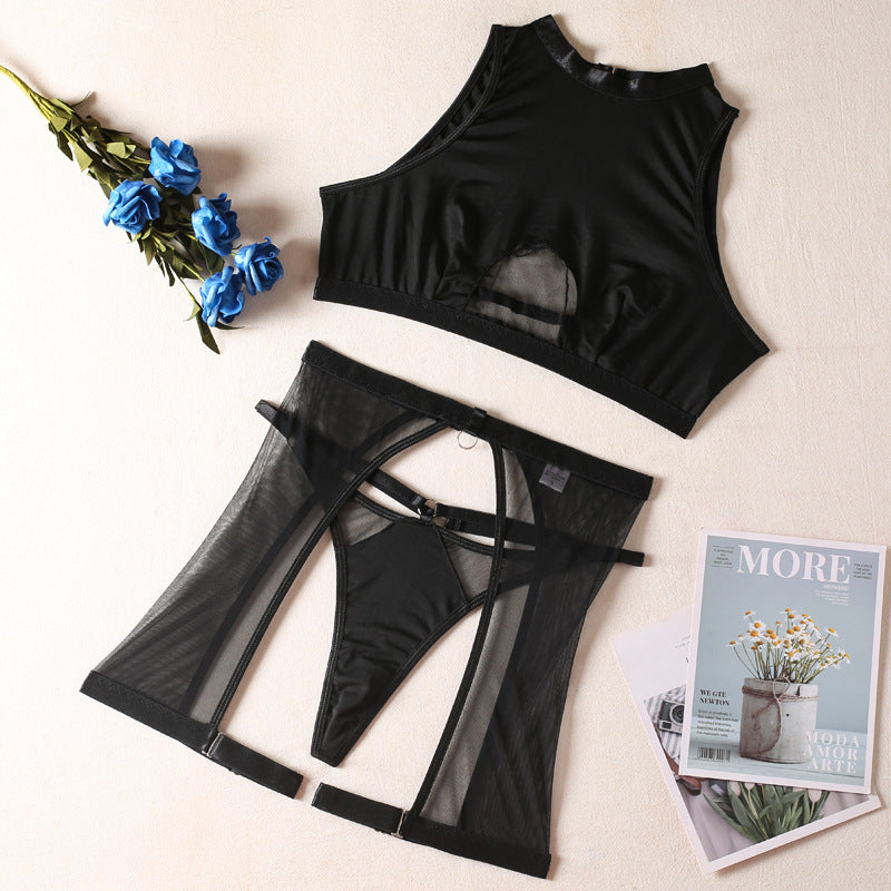 Women's Fashionable Non-steel Ring Underwear Bra Set
