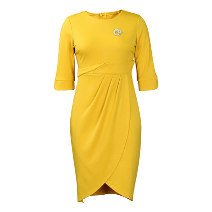 Elegant Sophisticated Pleated Dress In European And American Styles